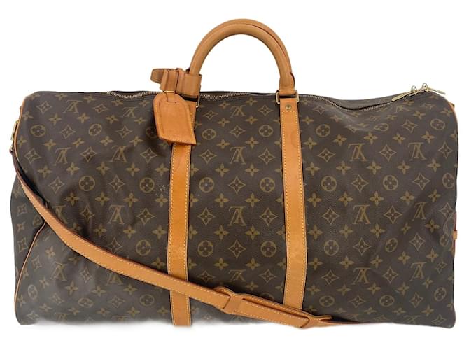 Brown Coated Canvas Louis Vuitton Keepall Bandouliere 60 Cloth  ref.801708