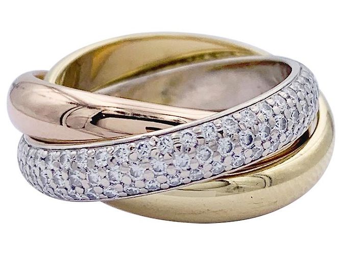 Love Anello Cartier, classico 'Trinity', 3 ori, diamanti.