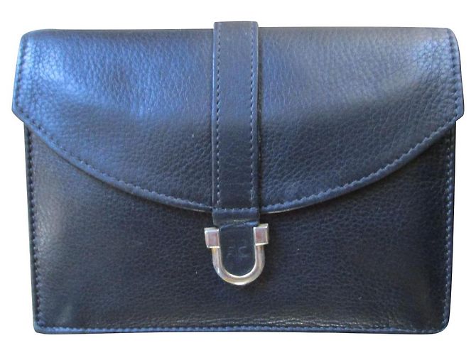 Courreges Black leather card holder.