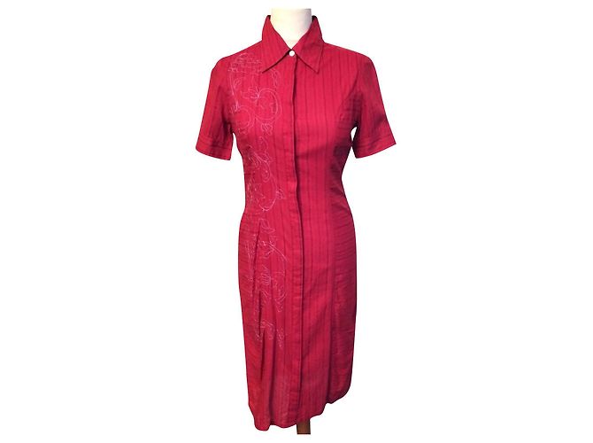 ANTIK BATIK KLEID FOLK KLEID BAYADERE BESTICKTES HEMD TS ODER T36/38 Rot
