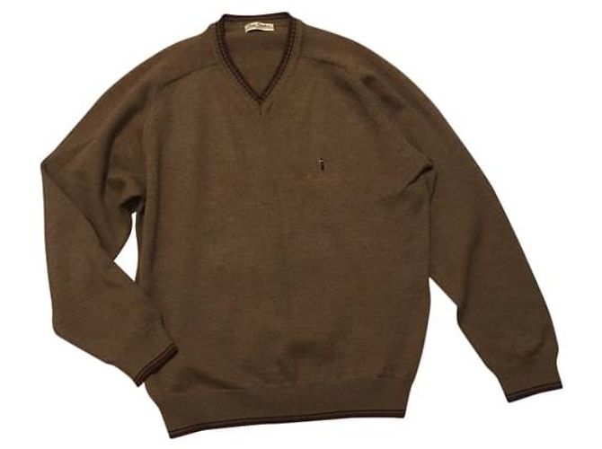 Maglia Pierre Cardin in lana con scollo a V marrone Nero Multicolore Cachi