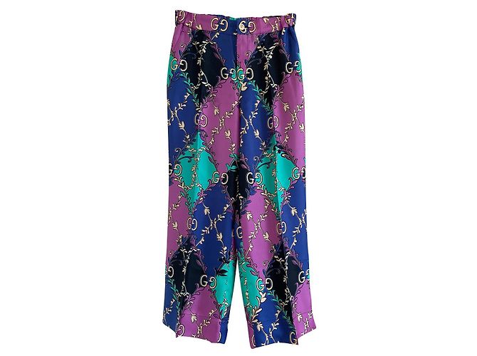 Gucci Seidenhose mit Logo Mehrfarben