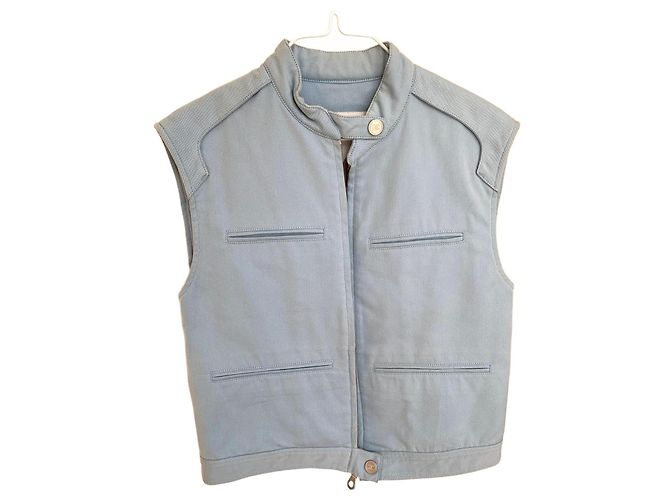Chanel Weste Hellblau Baumwolle mit Logo