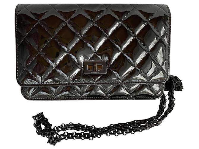 Wallet On Chain Chanel WOC 2.55 Black Patent leather ref.801857