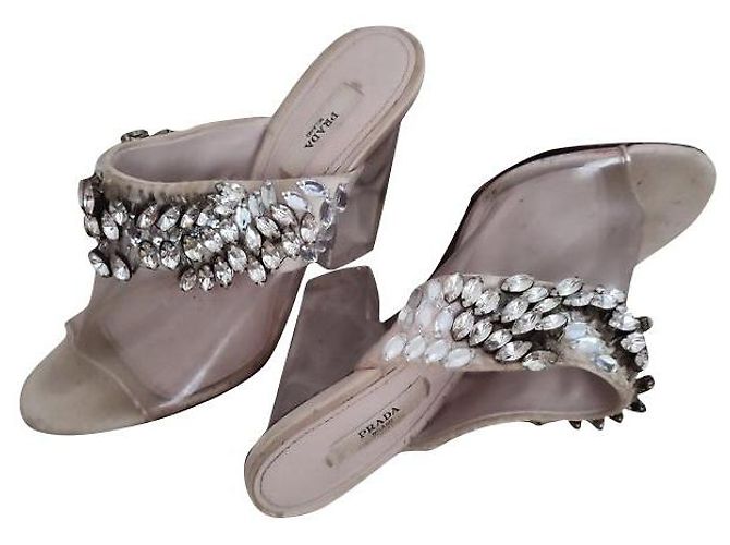 Prada Collector Plexi Show Sandalen Silber Grösse 39