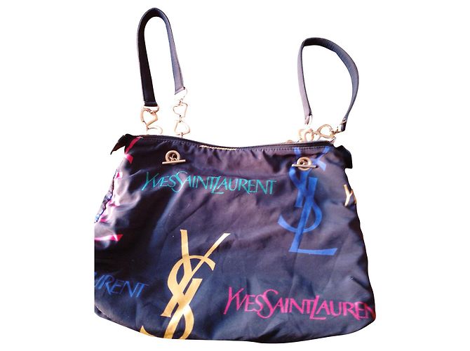 Borsa a mano in nylon nero Yves Saint Laurent