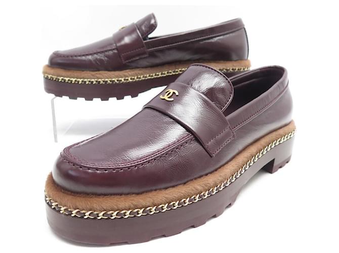 NEW CHANEL G SHOES33189 Church´s Loafers 36 BURGUNDY LEATHER LOGO