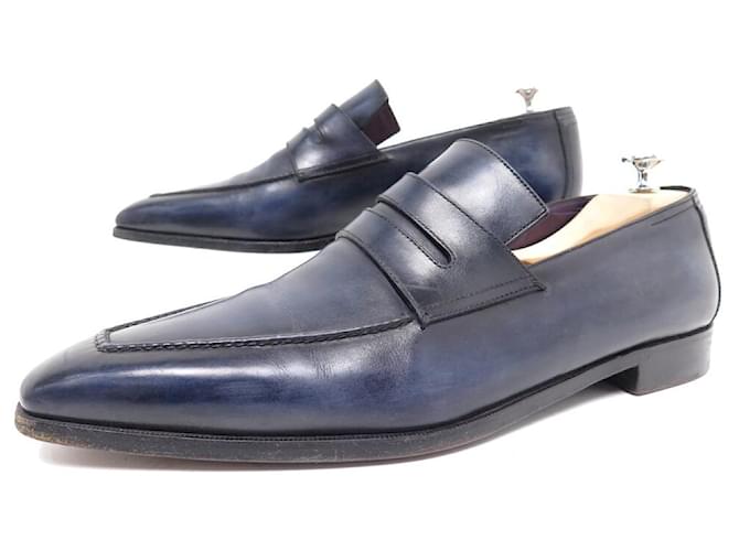 BERLUTI SHOES ANDY DEMESURE LOAFERS 11 45 LOAFER BLUE PATINA LEATHER