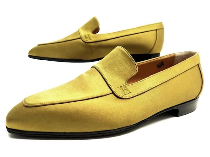 Hermès NINE HERMES LUCKY MOCCASIN SHOES 36 CURRY YELLOW SILK + LOAFERS BOX  ref.802058
