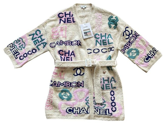 Cambon Chanel Strickjacke aus Baumwolle Farbe Eggshell Größe 36 Aus weiß