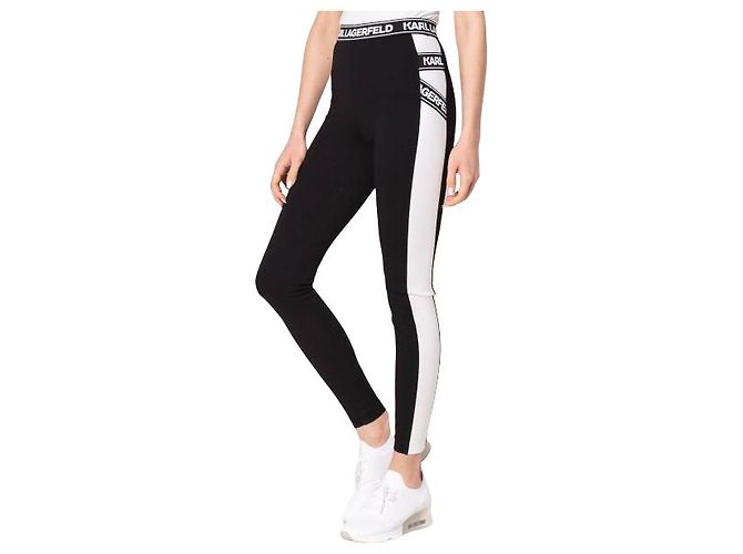 Leggings Karl Lagerfeld Negros de Rayón Corte Ajustado Blanco
