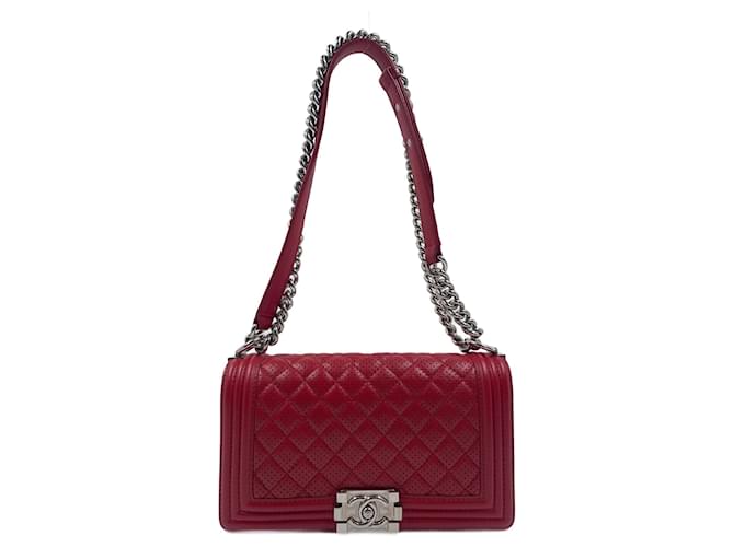 Chanel Red Leather Boy Bag  ref.802363