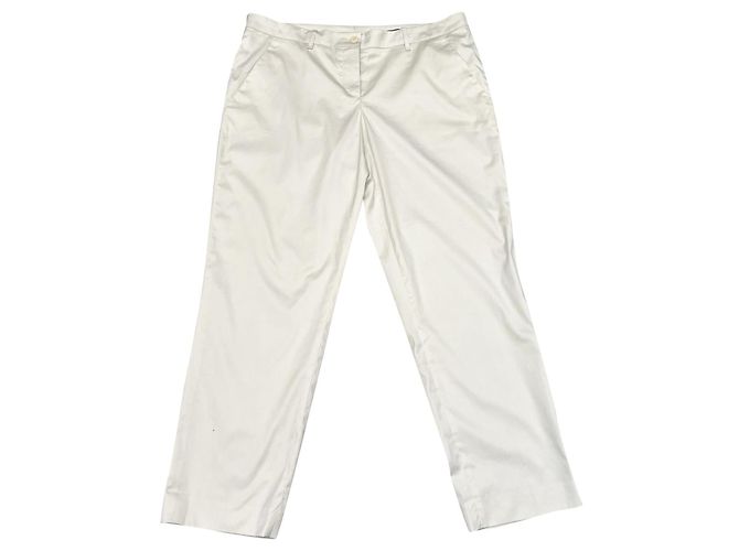 Calças Hugo Boss Ecru Efeito Cetim Algodão Fora de branco