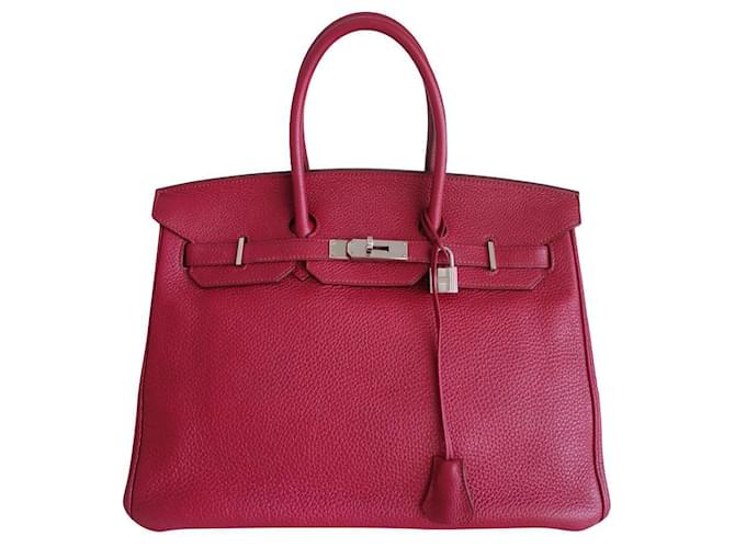 Hermès Borsa HERMES BIRKIN 35 Lampone Rosa Pelle  ref.802562