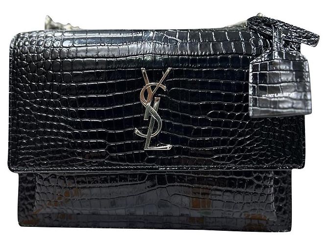 Saint Laurent Sunset Medium shoulder bag black patent leather