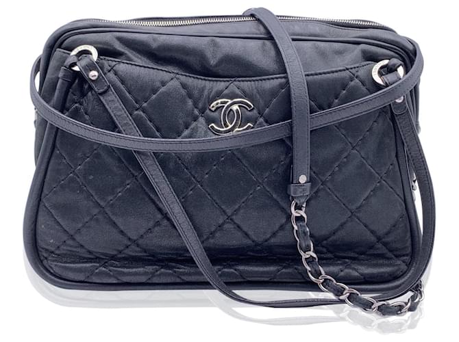 Black Quilted Leather Relax CC Tote Camera Shoulder Bag