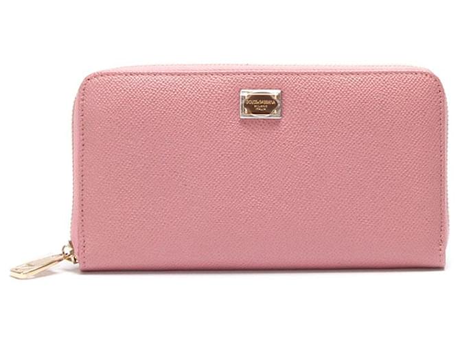 Dolce & Gabbana Lange Brieftasche aus Leder Pink Kalbähnliches Kalb  ref.802773