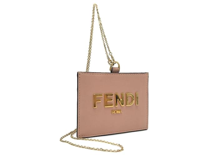 Fendi Leather Name Badge 8M0478 Pink Pony-style calfskin  ref.802775