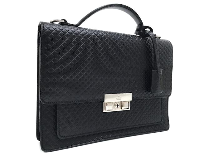Gucci Diamante Leather Business Bag 223650 Black Pony-style calfskin  ref.802858