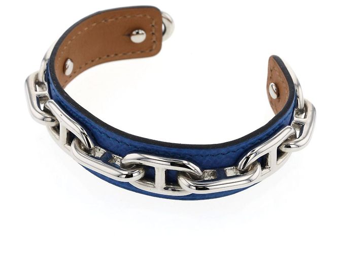 Chaîne d'ancre Hermès Pulseira de Couro Chaine d'Ancre Azul