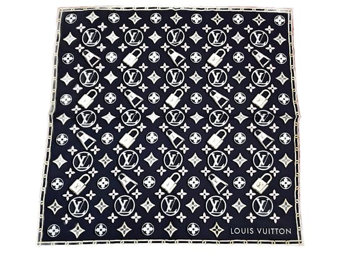 Louis Vuitton Foulard en soie Monogram Carré Charming M77672 Coton Bleu  ref.802902