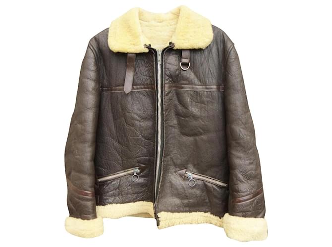 Autre Marque chaqueta de borrego vintage talla S Marrón oscuro Piel  ref.802930