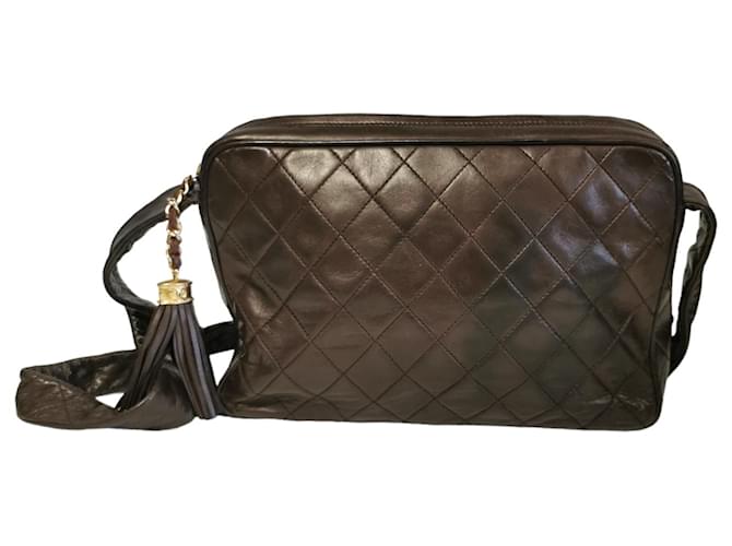 Chanel Camera Bag Medium Brown Lambskin Gold Leather ref.803022 - Joli  Closet