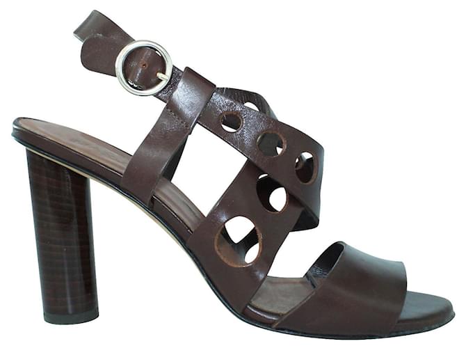 Max & Co Broen Leather Block Heel Sandals Brown  ref.803158
