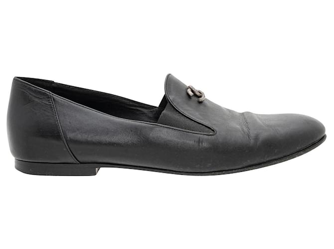 Chanel Interlocking CC Logo Loafers Black Leather  ref.803421