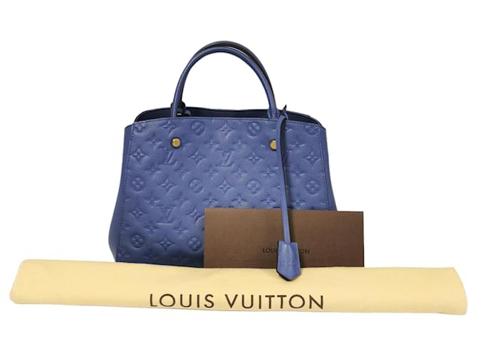 Louis Vuitton Montaigne MM Blu Monogram Empreinte Pelle  ref.803504