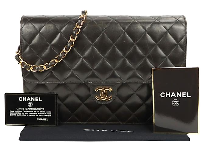 CHANEL Lambskin Quilted Mini Square Flap Bag Black 1316086