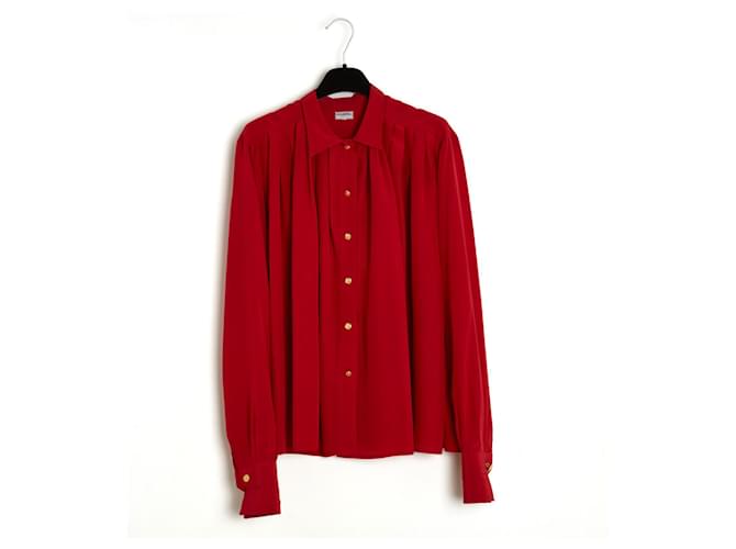Chanel Circa 89 red silk blouse fr38/40 Soie Rouge  ref.804085