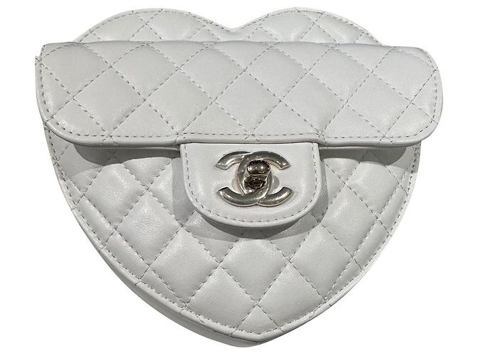Timeless Borsa Chanel Heart in pelle bianca Bianco