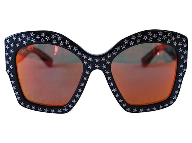 Gucci occhiali da sole sfilata di moda Nero Arancione Plastica  ref.804393