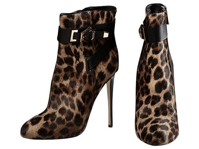 Botines Le Silla de ante con estampado leopardo Estampado de leopardo