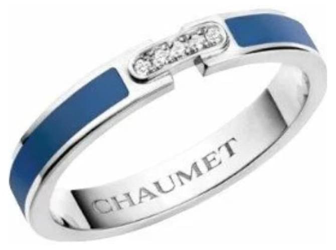 Anello Chaumet Liens Evidence in oro bianco, ceramica blu e diamanti Blu navy  ref.804413