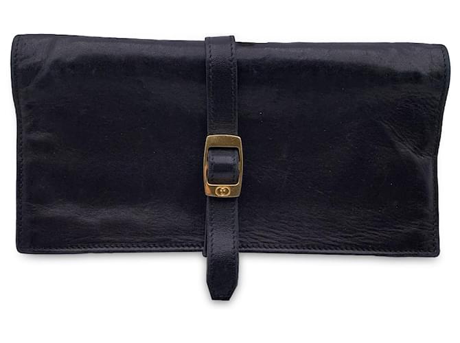 Gucci Custodia da viaggio portarotolo per gioielli in morbida pelle nera vintage Nero  ref.804418