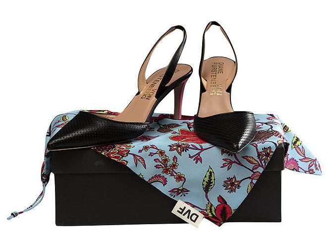 Décolleté Diane Von Furstenberg Athena Pelle Nera e Rosa Nero