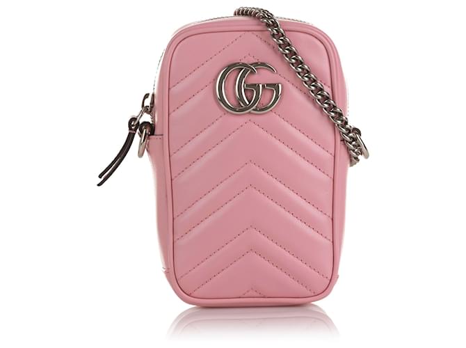 Pink GG Marmont quilted leather cross-body bag, Gucci