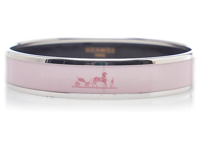 Hermès Hermes pulseira de esmalte rosa Caleche Platina  ref.804498