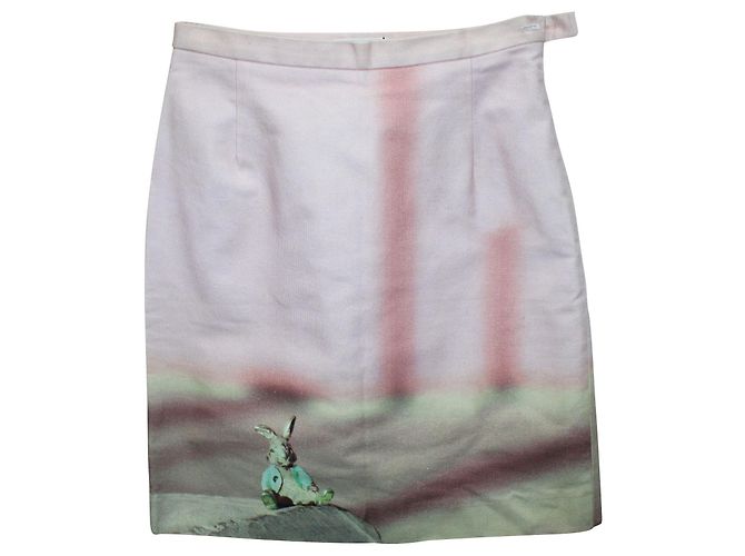 Paul Smith Gonna rosa con stampa coniglietto