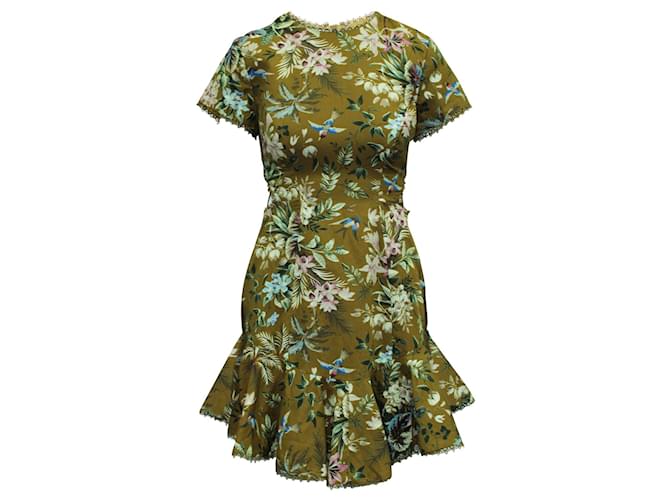 Zimmermann Brown Print Dress with Side Cutouts Linen  ref.804594