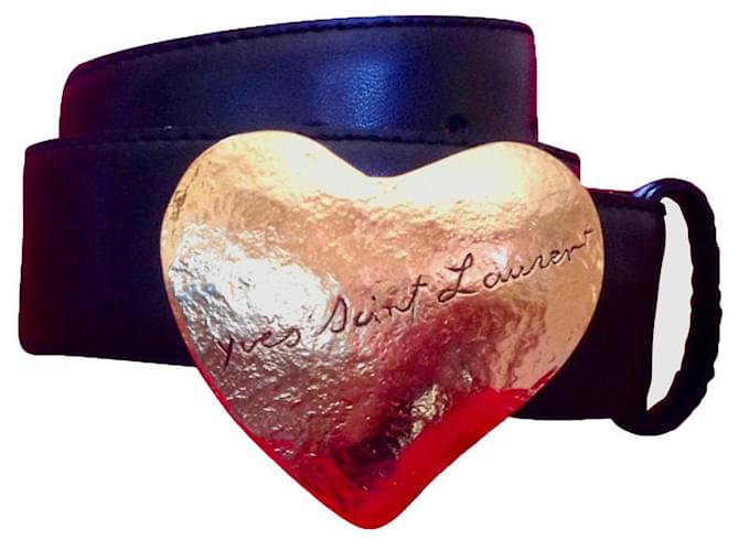 Yves Saint Laurent heart 743 Black Leather  ref.804732
