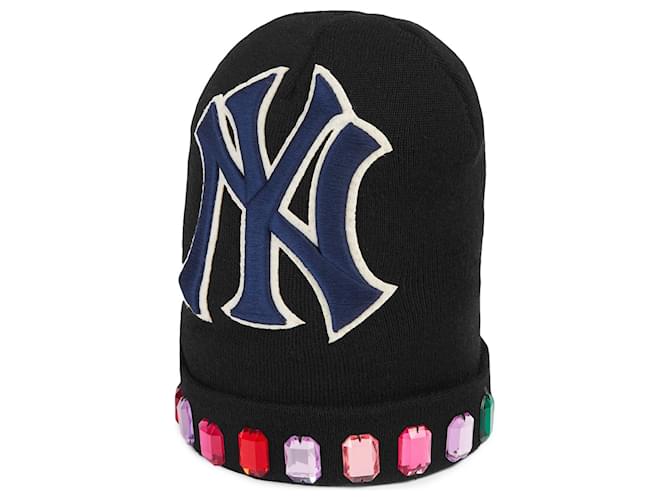 Gucci Blue Crystal NY Yankees Edition Wool Beanie