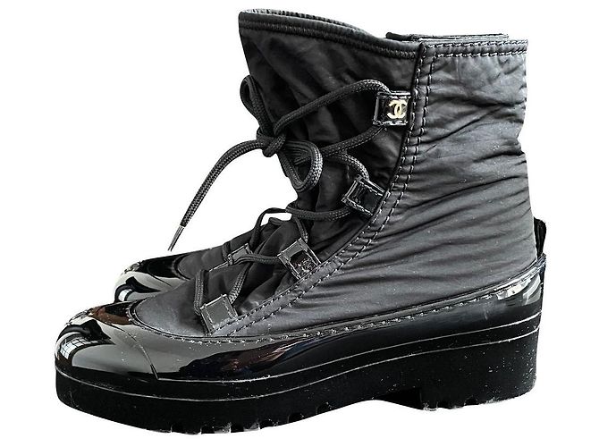 Chanel Desert Boots Black Canvas
