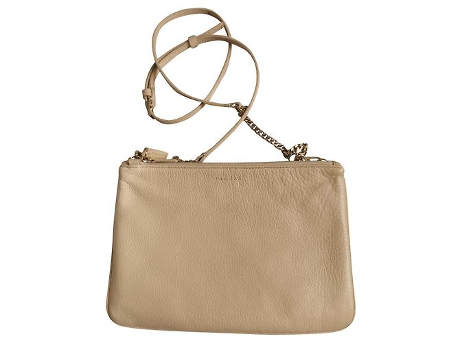 Bolsa de ombro Sandro em couro bege Gold hardware