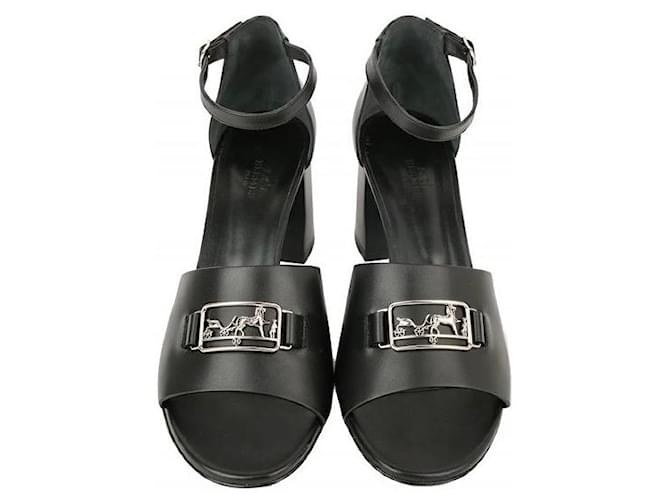 Hermès Sandals Black Leather  ref.804951