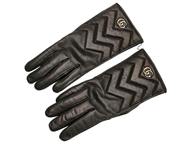 Gucci Black GG Marmont Leather Gloves  ref.805007