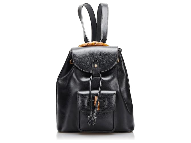 Gucci Vintage Mini Bamboo Backpack - Black Backpacks, Handbags