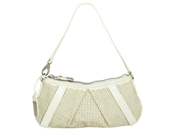 Burberry Small Handbag with Crystals White Leather  ref.805204